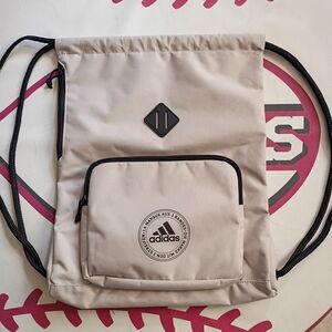 adidas Beige Drawstring Backpack with Black Trim